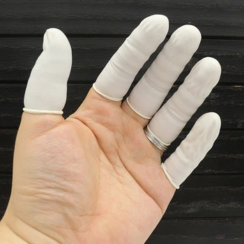 100pcs Descartável do Dedo de Berço Anti-Estático de Látex de Borracha do Dedo do Berço Unha a ponta dos Dedos de Proteção, Luvas de Látex Ferramentas