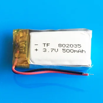 3,7 V 500mAh 802035 li bateria recarregável de íon de lítio do polímero para MP3 MP4 GPS DVD de PSP bluetooth gravador de e-book câmara