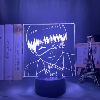 3d Lâmpada de Anime de Tóquio Ghoul Ken Kaneki Luz para Crianças Decoração do Quarto da Noite de Luz Presente de Aniversário Mangá Gadget Tóquio Ghoul Lâmpada Kaneki