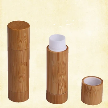 5.5 ml DIY de Bambu Vazio Lábio Bruta do Recipiente do Batom Tubo do Recipiente Lip Balm Tubos de Bambu Tubo de Batom