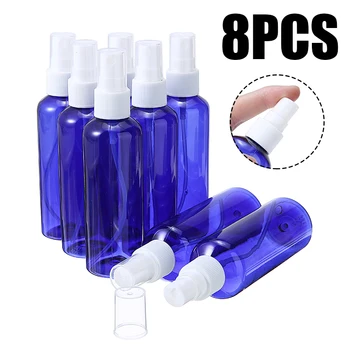 8pcs/set 100 ml de Azul de Plástico Vazio de Frascos de Spray de Viagem Perfume Vaporizador Garrafa de Spray de Garrafa Reutilizável Sub-garrafa