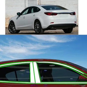 Adesivos De Carro De Aço Inoxidável Enfeite Pilar Janela Faixa Do Meio Moldura Capas Para Mazda 6 Mazda6 Atenza 2014-2018