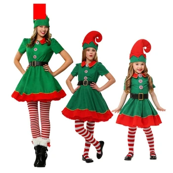 Adultos, Crianças Unisex Duende Traje Família Combinando Roupas Clássico Verde Vermelho Natal, Festa A Fantasia Vestido De Roupas