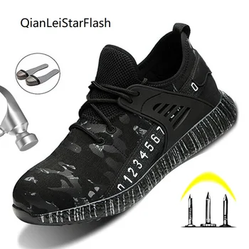 Design de sapatos 2020 Homens de Segurança, botas de trabalho de Camuflagem de aço toe sapatos de Punção Prova de Trabalho Tênis homens de inicialização 36-48 dropshipping
