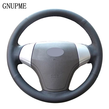 GNUPME DIY Assistida Capa costurada à Mão Macia de Couro Artificial Carro Preto Cobertura de Volante para Hyundai Elantra, 2008-2010
