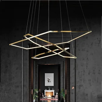 Hexágono Suspensão Luz de Luxo Ouro Montagem Design Moderno LED luminária para a sala de Moradia Minimalista de Decoração de Iluminação