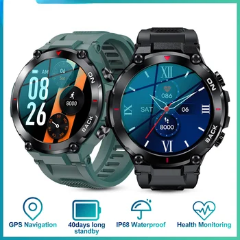 K37 Smart Watch Bluetooth Chamar os Homens de 1,32 IPS do Relógio do Telefone 480mah de Fitness Tracker 24/7 frequência Cardíaca Impermeável Smartwatch PK K27 rowlinson k22