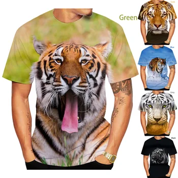 Mais recente Moda de Impressão 3D do Tigre Camiseta Legal de Manga Curta T-Shirt Quente Homens/Mulheres T-shirt Unisexo Verão Tees