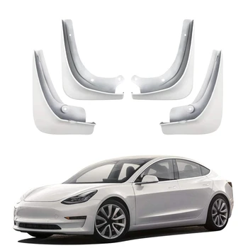 Mud Flaps para o Tesla Model 3 resguardo de Lama Aba Fender pára-lamas Pack De 4 Pintadas de Branco brilhante 0