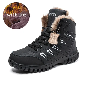 Super Quentes de Homens Inverno Botas de Camurça de Qualidade do Couro dos Homens Botas de Pele de Pelúcia Botas de Neve de Inverno Sapatos para Homens Exterior Botas Sapatos