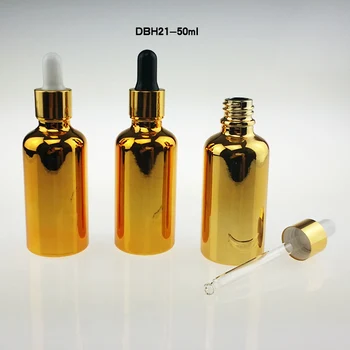 venda quente 100PCS ouro 50ml de óleo essencial frasco conta-gotas ,o dourado óleo essencial frascos com conta-gotas ,50 ml, com conta-gotas de garrafas de vidro