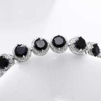 18,5 CM Grande pedra redonda bela pulseira Azul Branco Preto cristal acessórios jóias para mulheres Grandes cz Pulseira & pulseira 1