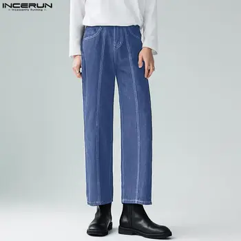 Moda Bem Encaixe Calças compridas INCERUN Homens Bonitos Casual Jeans Calças Masculinas de Todos-jogo de Cintura Alta de Design Pantalons S-5XL 2022 1