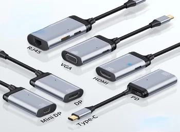 Tipo-c Revolução Porta Gigabit Ethernet Linha Curta PD carregamento Rápido Conversor de Dados com indicação de Potência compatível com HDMI 1