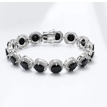 18,5 CM Grande pedra redonda bela pulseira Azul Branco Preto cristal acessórios jóias para mulheres Grandes cz Pulseira & pulseira 2