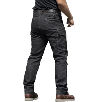 Homens do Tático Elasticidade Jeans Casual Respirável, Resistente ao Desgaste e de Longa Calças Masculinas de Combate Multi-bolso Militar Calças Cargo 2
