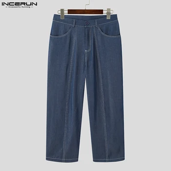 Moda Bem Encaixe Calças compridas INCERUN Homens Bonitos Casual Jeans Calças Masculinas de Todos-jogo de Cintura Alta de Design Pantalons S-5XL 2022 2