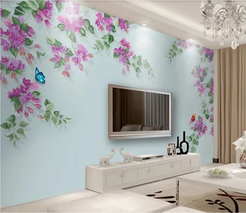 Personalizado com foto de papel de parede mural pintado à mão, flores e pássaros revestimento de parede de fundo, pintura de decoração de parede 2