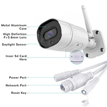 Wi-fi 4K Camera IP Exterior H. 265 Onvif Bala de CFTV de Matriz de Visão Noturna IR POE Câmera de Vigilância de Vídeo Camhi Camhipro App 2