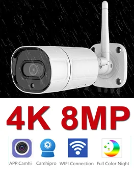 Wi-fi 4K Camera IP Exterior H. 265 Onvif Bala de CFTV de Matriz de Visão Noturna IR POE Câmera de Vigilância de Vídeo Camhi Camhipro App 3