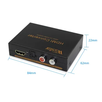 Wiistar HDMI Extrator de Áudio HDMI para HDMI SPDIF Óptica + RCA L / R de Áudio HDMI Conversor Divisor de 2 CANAIS 5.1 CH 3