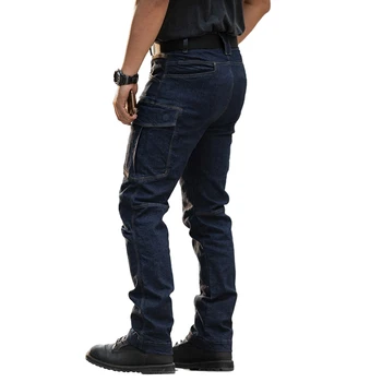 Homens do Tático Elasticidade Jeans Casual Respirável, Resistente ao Desgaste e de Longa Calças Masculinas de Combate Multi-bolso Militar Calças Cargo 4