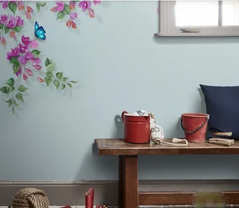 Personalizado com foto de papel de parede mural pintado à mão, flores e pássaros revestimento de parede de fundo, pintura de decoração de parede 4