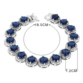 18,5 CM Grande pedra redonda bela pulseira Azul Branco Preto cristal acessórios jóias para mulheres Grandes cz Pulseira & pulseira 5