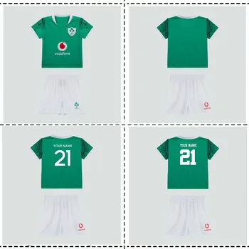 2021 Irlanda Rugby Home camisa Camisa 2021/22 IRLANDA CRIANÇAS KIT de CASA de RUGBY JERSEY SHORTS tamanho 16---26