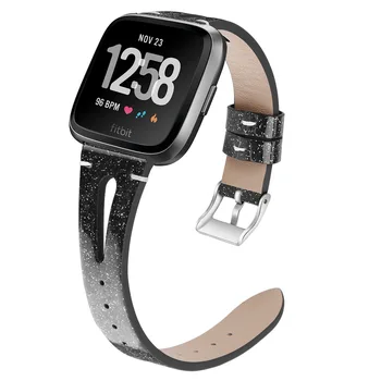 Compatível para o Fitbit Versa 3 e Sentido Bandas de Mulheres, Homens Grão Banda de Couro Fino Fino e Pulseira Pulseira Smart Watch WB237