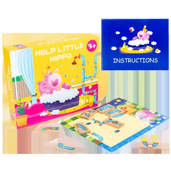 Crianças Cedo Iluminação De Ensino Multifuncional Da Quebra De Brinquedos De Madeira Hipopótamo Banho De Quebra-Cabeça Formação Do Pensamento Lógico Brinquedo