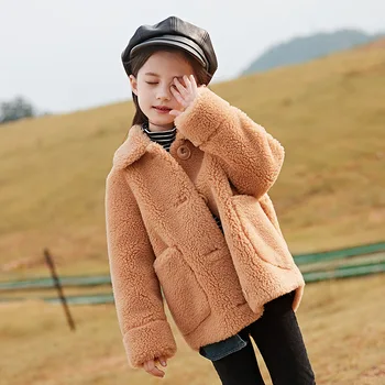 De 6 a 12 anos crianças de roupas de bebê menina roupas de inverno crianças jaqueta casaco coreano Fashion Girl Granular Casaco de Lã no outono de roupas