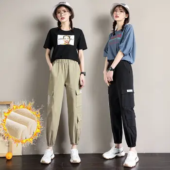 Macacão de Mulheres Solta BT Reta-Perna, Tornozelo-Se Calças de Hong Kong Estilo Slim-Fit Cintura Alta Calça Casual Calças Esportivas