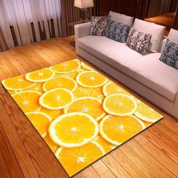 Nordic Frutas Limões 3D Tapete Flanela Macia Sofá Crianças Quarto de Tapetes para Decoração de Casa Moderna Tapetes e Carpetes para a Home Sala