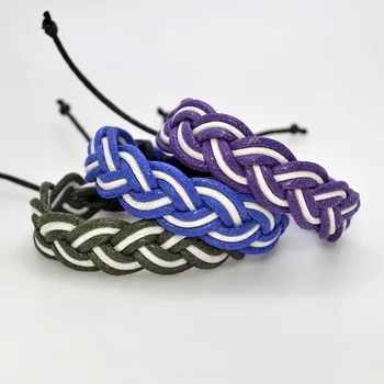 O algodão e o linho bracelete de mão-tecidos de corda de mão simples e elegante contraste de cores para homens e meninas
