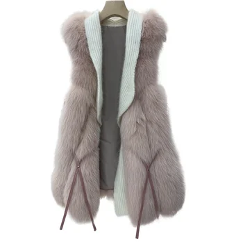 O outono e o inverno, as mulheres da nova naturais real fox fur vest casual de moda quente Europeia estilo de rua