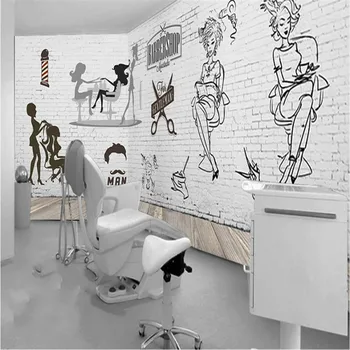 Retro Nostálgico Salões de Beleza-Salão de cabeleireiro Birck papel de Parede 3D Barbearia Industrial Decoração Mural, papel de Parede Papel De Parede 3d