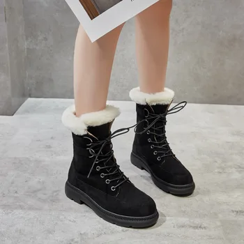 Sapatos de luxo Inverno Botas de cano Alto de Mulheres de Salto Casual Sapatos de Plataforma para as Mulheres 2022 Nova Quentes de Pelúcia Botas de Neve de Punk Feminino