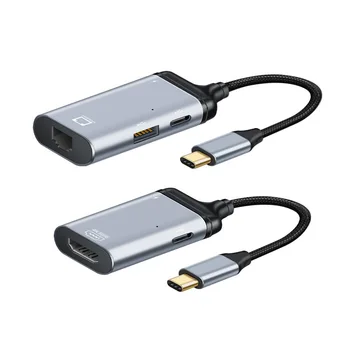 Tipo-c Revolução Porta Gigabit Ethernet Linha Curta PD carregamento Rápido Conversor de Dados com indicação de Potência compatível com HDMI 0