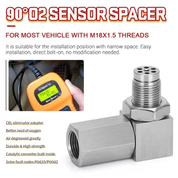 Universal De Aço Inoxidável Do Sensor De Oxigênio Extender Spark Plug Adaptador De 90 Graus Sensor De Escudo Protetor Plug Acessórios Peças