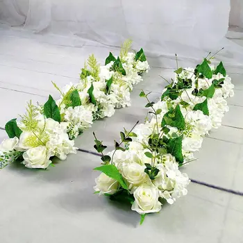 A Decoração do partido 50cm DIY de Flores de Casamento organização de Parede Artificial Branco de Seda, Peônia Rosa Hortênsia Linha de Decoração de Arco de pano de Fundo 1