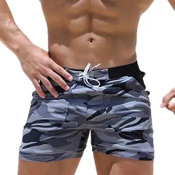 Homens Casual Camuflagem Troncos De Natação Cordão De Praia, Shorts, Cuecas Sunga 1