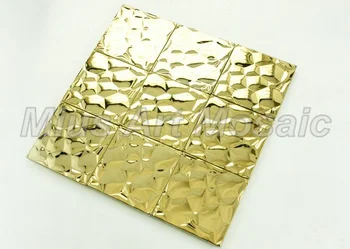 Ondulação de metal dourado mosaico de azulejos para o backsplash cozinha 2