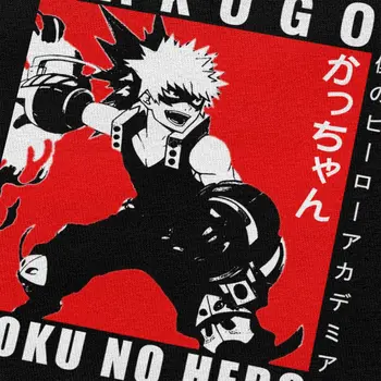 Clássico Anime Bakugo Katsuki T-shirt para Homens Mangas Curtas Boku no Herói Academia Camisetas 100% Algodão Manga Tee Tops Idéia de Presente 3