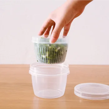 Doce de Armazenamento de Caixa de Dupla Camada de Plástico Fruto de Alimentos Vedado Manter Reutilizáveis Cozinha do Agregado familiar Recipiente com Cesta de Drenagem 3