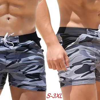 Homens Casual Camuflagem Troncos De Natação Cordão De Praia, Shorts, Cuecas Sunga 3