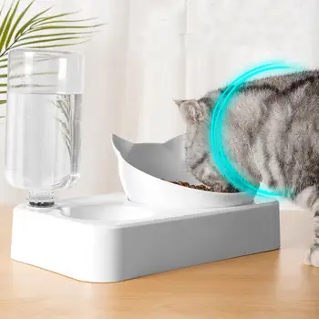 Animal de estimação Alimentador Com 500ML de Garrafa de Água Potável Automáticos Dispensador de Gato Cão Bebedor Taça Levantada Stand Filhote de Gatinho Recipiente de Comida 4