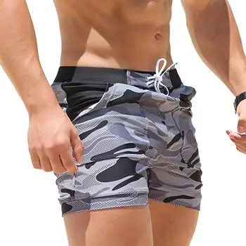 Homens Casual Camuflagem Troncos De Natação Cordão De Praia, Shorts, Cuecas Sunga 4