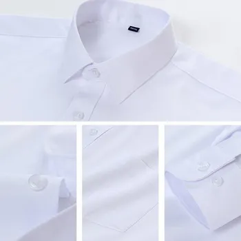 Homens de Manga Longa Padrão-ajuste Básico Sólido Camisa de Vestido de Alta-qualidade Formal Sociais Branca Escritório de Trabalho Camisas Sem-ferro Anti-rugas 5